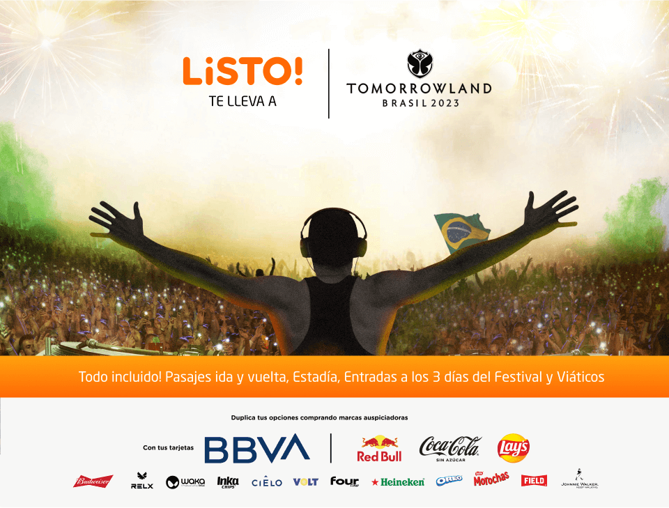 Compra en Tiendas Listo y gánate uno de los 10 paquetes dobles a Tomorrowland Brasil Compra en Tiendas Listo y gánate uno de los 10 paquetes dobles a Tomorrowland Brasil