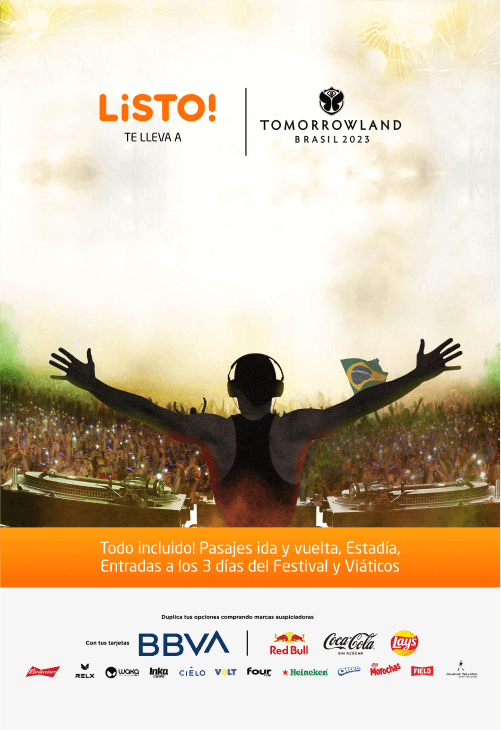 Compra en Tiendas Listo y gánate uno de los 10 paquetes dobles a Tomorrowland Brasil Compra en Tiendas Listo y gánate uno de los 10 paquetes dobles a Tomorrowland Brasil