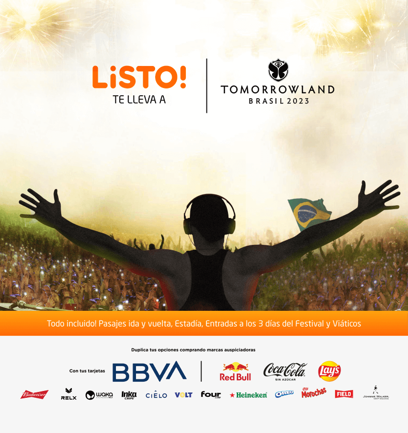 Compra en Tiendas Listo y gánate uno de los 10 paquetes dobles a Tomorrowland Brasil Compra en Tiendas Listo y gánate uno de los 10 paquetes dobles a Tomorrowland Brasil